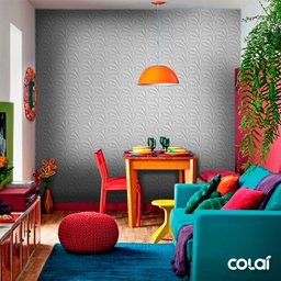 Papel de Parede Efeito Gesso 3D Geométrico Flor 6 12m - 3