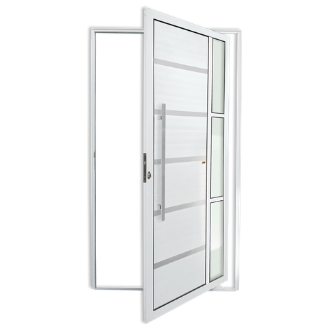 Porta Pivotante Alumínio Lambril Miraggio c/Puxador e.Branco 120 Brimak