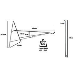 2 Suporte a Pendurar Planta Parede Duplo 40cm Forte C/gancho - 3