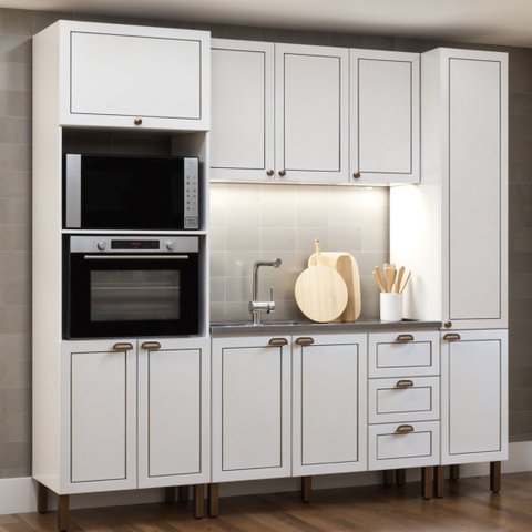 Cozinha Completa 4PÇS 10PTS 3GAV Americana Branco