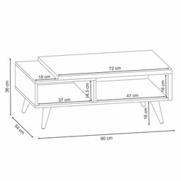 Mesa de Centro Marchê Carvalho Intense/Off White - HB Móveis - 5 Mesa de Centro Marchê Carvalho Intense/Off White - HB Móveis - 5
