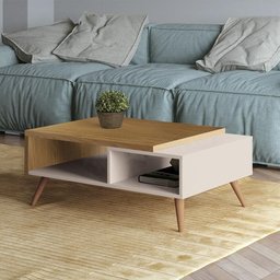 Mesa de Centro Marchê Carvalho Intense/Off White - HB Móveis - 2 Mesa de Centro Marchê Carvalho Intense/Off White - HB Móveis - 2