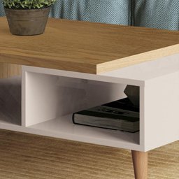 Mesa de Centro Marchê Carvalho Intense/Off White - HB Móveis - 4 Mesa de Centro Marchê Carvalho Intense/Off White - HB Móveis - 4