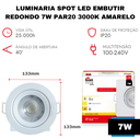 Ver imagem 3 de Kit 20 Spot Led Dicroica Embutir Redondo 7W 3000k Par20 Amarelo Luminária Direcional Teto Gesso Casa