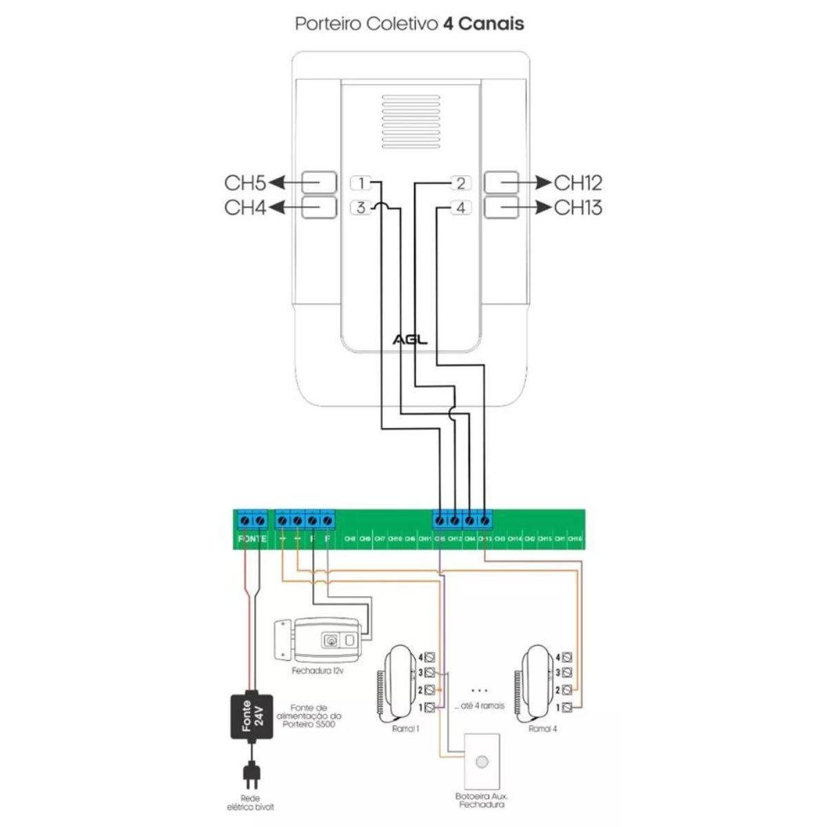 Porteiro Eletrônico Coletivo 4 Pontos Agl S500 - 6