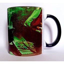CANECA BRANCA DE CERÂMICA RESINADA COM ALÇA E INTERIOR PRETA (CALDEIRÃO) - 3