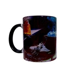CANECA BRANCA DE CERÂMICA RESINADA COM ALÇA E INTERIOR PRETA (CALDEIRÃO) - 1