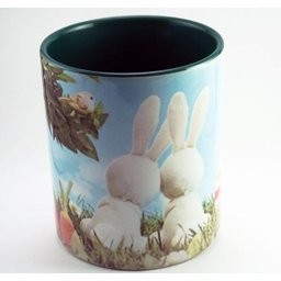 CANECA DE CERÂMICA BRANCA RESINADA COM INTERIOR E ALÇA COLORIDA (PÁSCOA) - 2