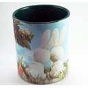 Ver imagem 2 de CANECA DE CERÂMICA BRANCA RESINADA COM INTERIOR E ALÇA COLORIDA (PÁSCOA)