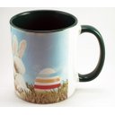 Ver imagem 3 de CANECA DE CERÂMICA BRANCA RESINADA COM INTERIOR E ALÇA COLORIDA (PÁSCOA)