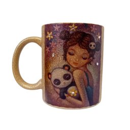 CANECA DE CERAMICA RESINADAA COM GLITTER BRONZE (MENINA) - 1
