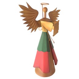 Querubim Artesanal Feito Em Ferro Com Pergaminho Para Natal Libertas Rosas Artesanato Anjo Natalino - 5
