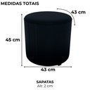 Ver imagem 3 de Puff Redondo Decorativo Copenhage 43 Cm Veludo Inca Preto Milani Store