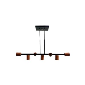 Luminária de Teto Pendente Rubis para 7 Lâmpadas 68cm Moderno Industrial - Preto/cobre Flex