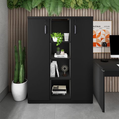 Armário Alto Escritório 120cm 2 Portas 9 Prateleiras F5