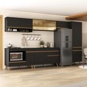 Ver imagem 1 de Cozinha Modulada Completa 357cm 6 Peças com Balcão para Cooktop Veneza Multimóveis Mp2275 Preto
