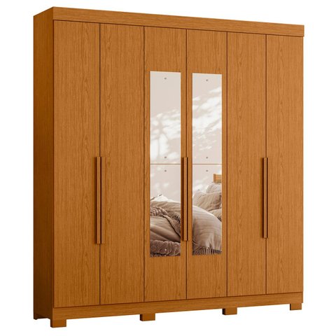Guarda Roupa Casal 200cm com Espelho Viny A02 Cinamomo - Mpozenato