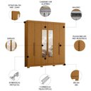 Ver imagem 3 de Guarda Roupa Casal 200cm com Espelho Viny A02 Cinamomo - Mpozenato