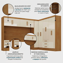 Ver imagem 5 de Guarda Roupa Casal Modulado 11 Portas com Cabeceira 100% MDF Imperial Yescasa Cinamomo/Off White