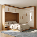 Ver imagem 1 de Guarda Roupa Casal Modulado 11 Portas com Cabeceira 100% MDF Imperial Yescasa Cinamomo/Off White