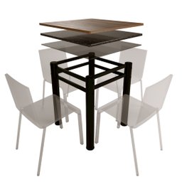 Base Para Mesa De Vidro Jantar 4 Lugares Preta Quadrada - 1