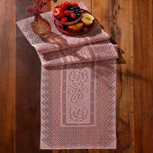 Trilho para Mesa Interlar Renda 100% Poliéster Color 40cm X 150cm Rose