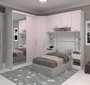 Ver imagem 1 de Guarda Roupa Dormitório Modulado Alpes Solteiro Espelho Porta Correr - Luciane M01e:rosa