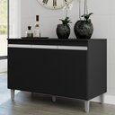 Ver imagem 4 de Balcão Buffet Gabinete Cozinha Manu 120cm com Tampo 3 Portas Preto - Abmaza
