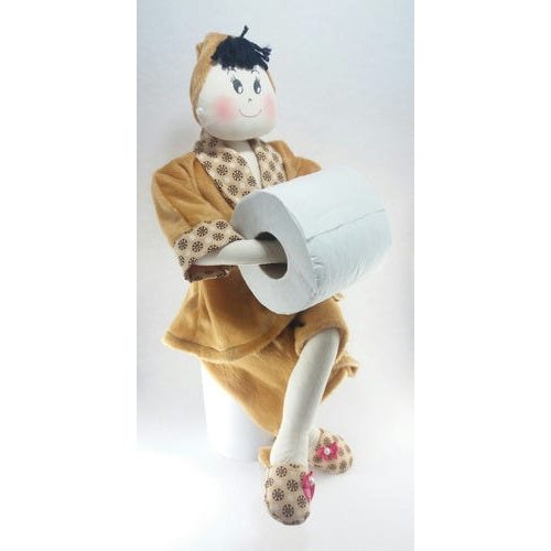 Kit boneca de pano porta papel higiênico mais jogo de tapete