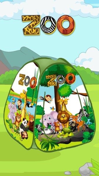 Toca Barraca Infantil Dobrável Pop Up Zoo