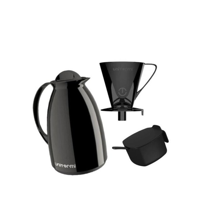 Kit com Garrafa Térmica Café Chá Prático Unitermi Preto
