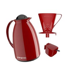 Kit com Garrafa Térmica Café Chá Prático Unitermi Vermelho - 1
