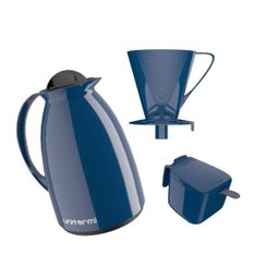 Kit com Garrafa Térmica Café Chá Prático Unitermi Azul - 1