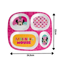 Prato Refeição Infantil 4 Divisórias Melamina Rosa Minnie - 2