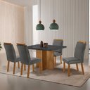 Ver imagem 3 de Sala de Jantar Mesa 90cm Olímpia em Mdf com Vidro Canto Copo 4 Cadeiras Athenas Moderna Mobilia