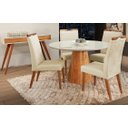 Ver imagem 1 de Mesa de jantar + 4 Cadeiras Itália tampo 120 cm Linho Palha