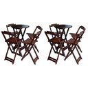 Ver imagem 1 de Kit 2 Jogos de Mesa Bistrô de Madeira com 4 Cadeiras Dobrável Ideal para Bar e Restaurante Imbuia