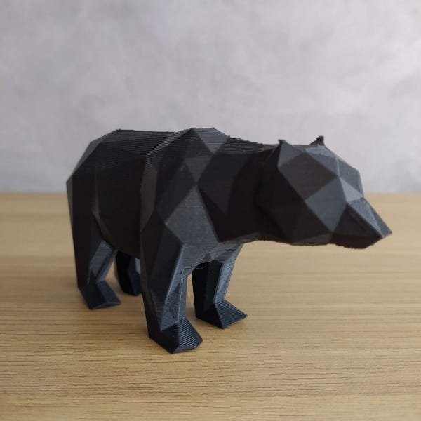 Urso Geométrico Decorativo - Preto