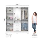 Ver imagem 4 de Guarda Roupa Casal com Espelho 4 Portas 3 Gavetas Bhappy Espresso Móveis Branco