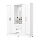 Ver imagem 2 de Guarda Roupa Casal com Espelho 4 Portas 3 Gavetas Bhappy Espresso Móveis Branco
