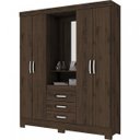 Ver imagem 2 de Guarda-Roupa Solteiro com Espelho 4 Portas 3 Gavetas Bhappy Espresso Móveis