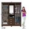 Guarda-Roupa Solteiro com Espelho 4 Portas 3 Gavetas Bhappy Espresso Móveis - 3