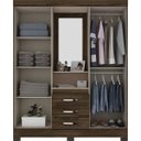 Ver imagem 4 de Guarda-Roupa Solteiro com Espelho 4 Portas 3 Gavetas Bhappy Espresso Móveis