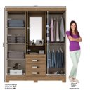 Ver imagem 3 de Guarda-Roupa Solteiro com Espelho 4 Portas 3 Gavetas Bhappy Espresso Móveis