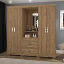 Ver imagem 1 de Guarda-Roupa Solteiro com Espelho 4 Portas 3 Gavetas Bhappy Espresso Móveis