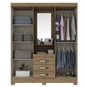 Ver imagem 4 de Guarda-Roupa Solteiro com Espelho 4 Portas 3 Gavetas Bhappy Espresso Móveis