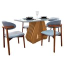 Ver imagem 1 de Mesa de Jantar Tampo de Vidro 130 e 4 Cadeiras Madeira Linho Grafite