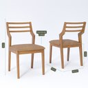 Ver imagem 2 de Kit 6 Cadeiras para Sala de Jantar Estofadas Damasco Marrom/Madeira/Kaki