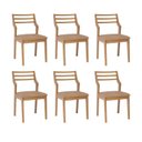 Ver imagem 1 de Kit 6 Cadeiras para Sala de Jantar Estofadas Damasco Marrom/Madeira/Kaki