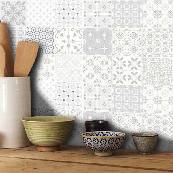 Papel de Parede Azulejo para Cozinha Aveiro Cinza 0,58x2,70m - 4